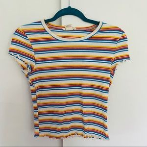 Boscovs “No Comment” Stripped Lettuce Cut Tee